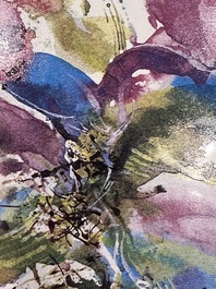 Zao Wou Ki 趙無極 (1920-2013): 'Orchid' plate, dated 1986