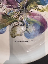 Zao Wou Ki 趙無極 (1920-2013): 'Orchid' plate, dated 1986