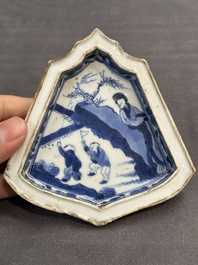 A fine Chinese blue and white sweetmeat set with figural design, Kangxi