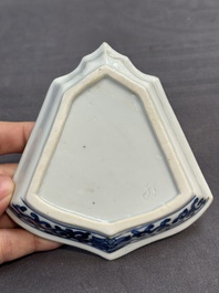 A fine Chinese blue and white sweetmeat set with figural design, Kangxi