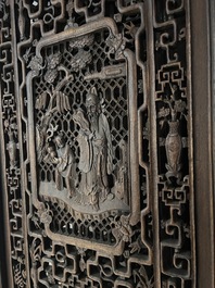 Four Chinese carved and openworked wooden doors, early 20th C.