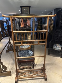 Two Chinese hardwood clothing racks, 19th C.