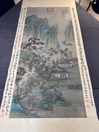 Follower of Wang Hui 王翚 (1632-1717): 'Landscape', ink and colour on paper, dated 1713
