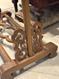 Two Chinese hardwood clothing racks, 19th C.