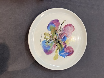 Zao Wou Ki 趙無極 (1920-2013): 'Orchid' plate, dated 1986