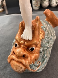 A Chinese famille rose sculpture of Kuixing, 19/20th C.