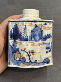 Ten Chinese Imari-style, blue and white tea caddies, Kangxi/Yongzheng