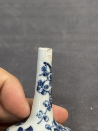 Seven Chinese miniature blue and white vases, Kangxi and later