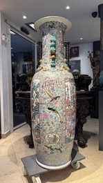 A massive Chinese Canton famille rose 'Romance of the Three Kingdoms' vase, 19th C.