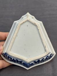 A fine Chinese blue and white sweetmeat set with figural design, Kangxi