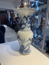 A Chinese blue and white 'landscape' 'yenyen' vase, Kangxi