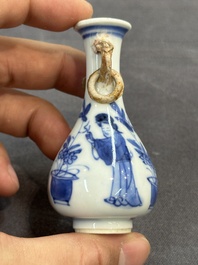 Five Chinese blue and white 'Long Eliza' miniature vases, Kangxi