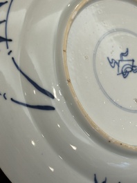 A Chinese blue and white 'Master of the Rocks' plate, Kangxi