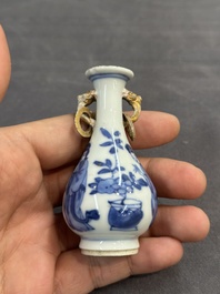 Five Chinese blue and white 'Long Eliza' miniature vases, Kangxi
