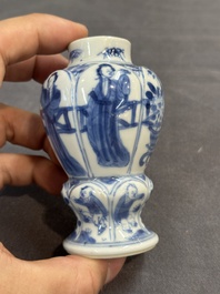 Seven Chinese miniature blue and white vases, Kangxi and later