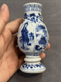 Seven Chinese miniature blue and white vases, Kangxi and later