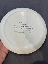 Zao Wou Ki 趙無極 (1920-2013): 'Orchid' plate, dated 1986