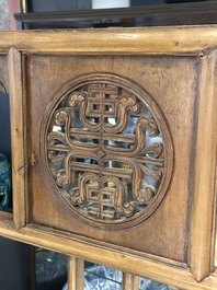 Two Chinese hardwood clothing racks, 19th C.