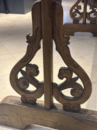 Two Chinese hardwood clothing racks, 19th C.