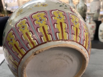 A Chinese famille rose 'dragon' 'tianqiuping' vase, 19th C.