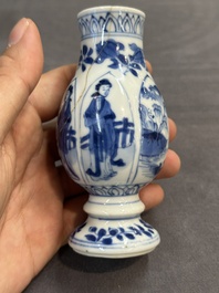 Seven Chinese miniature blue and white vases, Kangxi and later