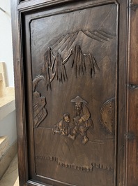 Four Chinese carved and openworked wooden doors, early 20th C.