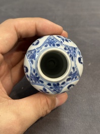 Seven Chinese miniature blue and white vases, Kangxi and later