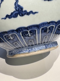 A Chinese blue and white 'hu' vase with phoenixes, Qianlong