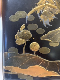 A Japanese lacquerware suzuribako or writing box depicting a crab, Meiji, 19th C.