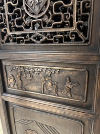 Four Chinese carved and openworked wooden doors, early 20th C.