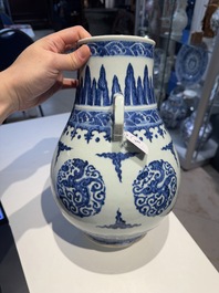 A Chinese blue and white 'hu' vase with phoenixes, Qianlong