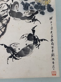 Zhang Daqian 張大千 (1898-1983): 'Crab and chrysanthemum', ink and colour on paper, dated 1948