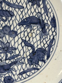 Three Chinese blue and white dishes, Ming