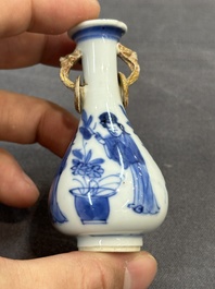 Five Chinese blue and white 'Long Eliza' miniature vases, Kangxi