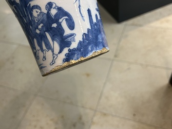 Two blue and white Dutch Delft chinoiserie vases, 17th C.