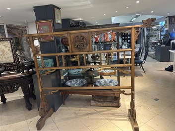 Two Chinese hardwood clothing racks, 19th C.