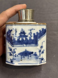 Ten Chinese Imari-style, blue and white tea caddies, Kangxi/Yongzheng