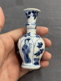 Five Chinese blue and white 'Long Eliza' miniature vases, Kangxi