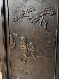 Four Chinese carved and openworked wooden doors, early 20th C.