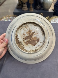 Three Chinese blue and white dishes, Ming