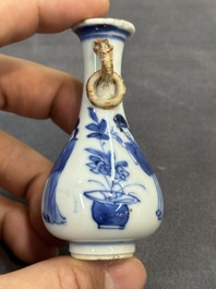 Five Chinese blue and white 'Long Eliza' miniature vases, Kangxi