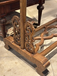 Two Chinese hardwood clothing racks, 19th C.