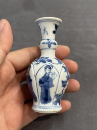 Five Chinese blue and white 'Long Eliza' miniature vases, Kangxi
