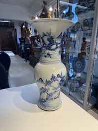 A Chinese blue and white 'landscape' 'yenyen' vase, Kangxi