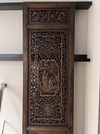 Four Chinese carved and openworked wooden doors, early 20th C.