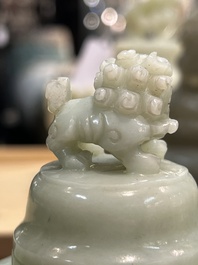 Five Chinese jade and agate incense burners and covers, 20th C.
