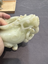 Five Chinese jade and agate incense burners and covers, 20th C.