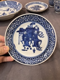 22 Chinese blue and white wares, Kangxi and later