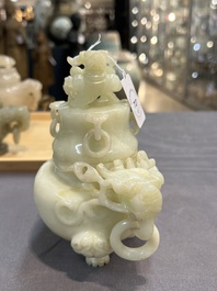 Five Chinese jade and agate incense burners and covers, 20th C.
