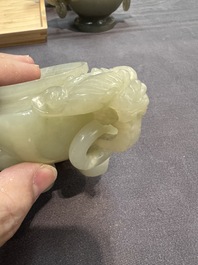 Five Chinese jade and agate incense burners and covers, 20th C.